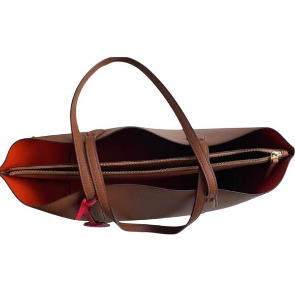 Tory Burch Perry Triple Compartment Tote Bag-Brown Pebbled Leather EUC - Picture 7 of 7